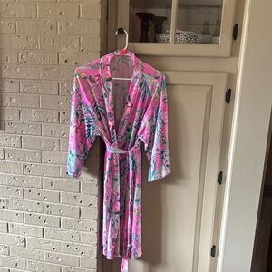 Lilly Pulitzer Vibrant Pink Floral Lucille  Robe